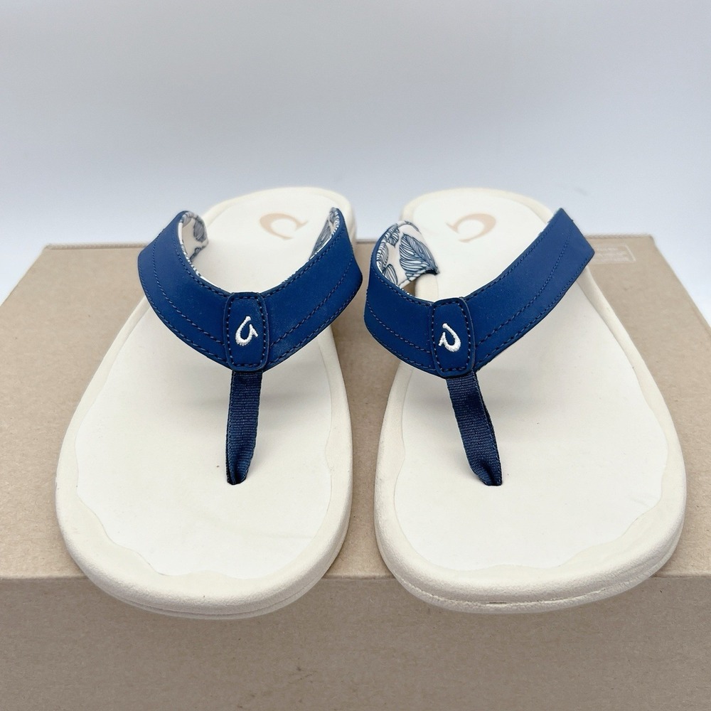 OluKai Ohana white sand trench blue Women's Flip Flop Sandals - Picture 4 of 12